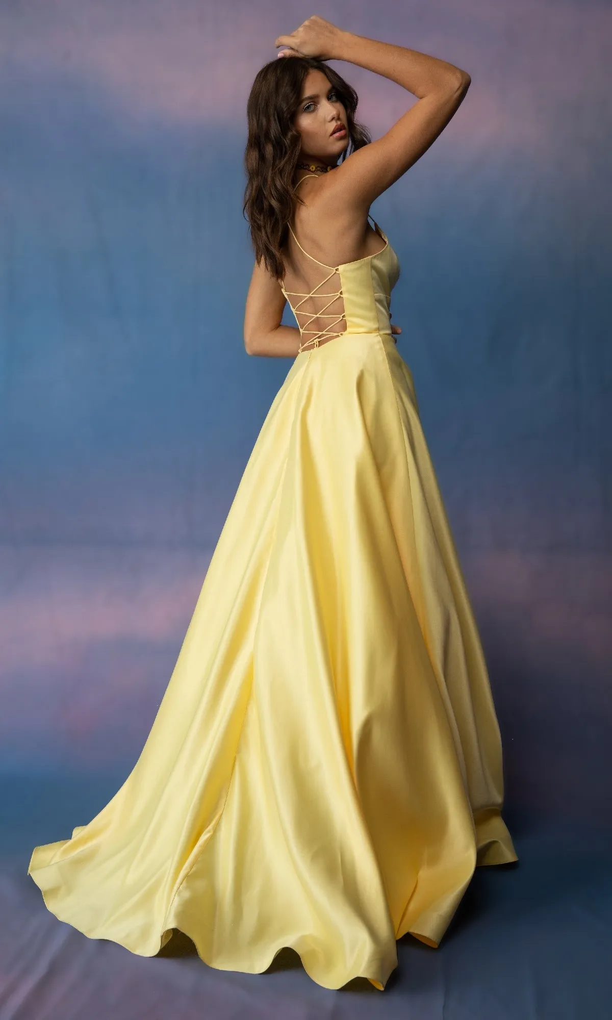 Strappy-Back Long Satin Prom Dress: Eureka 9008 sold by PromGirl product image thumbnail 2