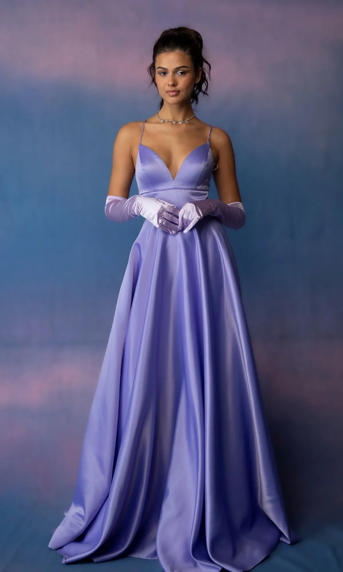 Strappy-Back Long Satin Prom Dress: Eureka 9008 sold by PromGirl product image thumbnail 3