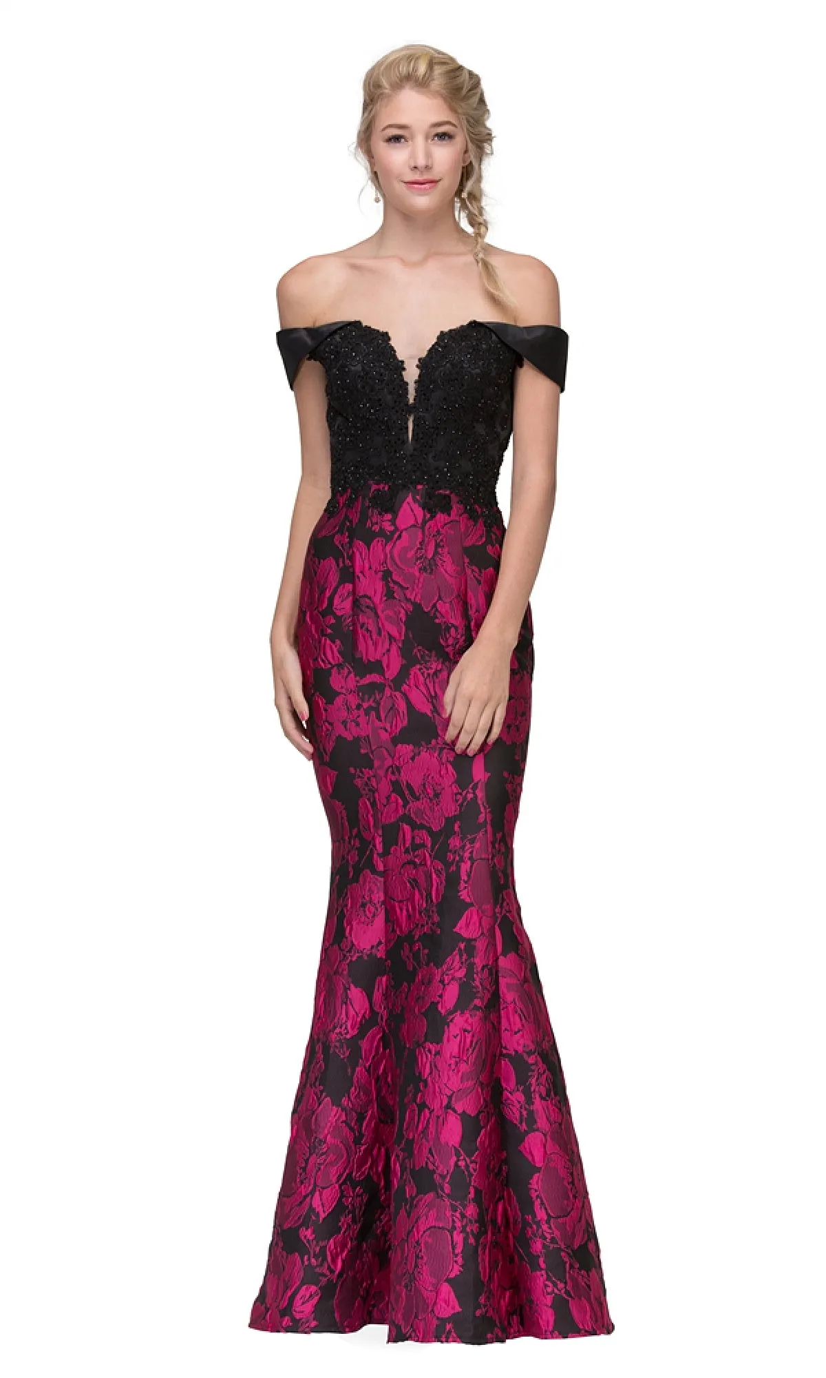 Long Print Mermaid Formal Dress: Eureka 6222 sold by PromGirl