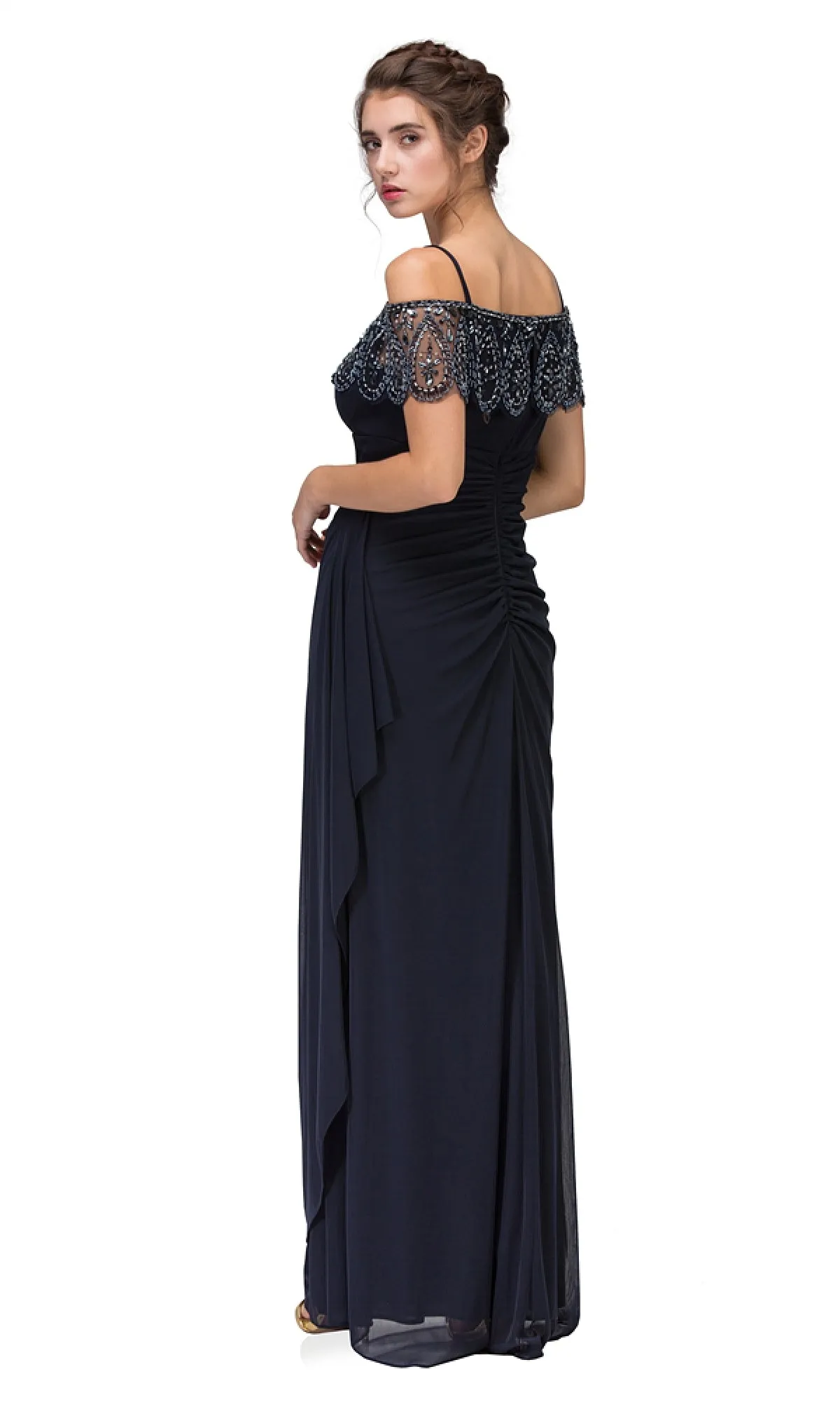 Off-Shoulder Draped Long Formal Dress: Eureka 3937 sold by PromGirl product image thumbnail 2