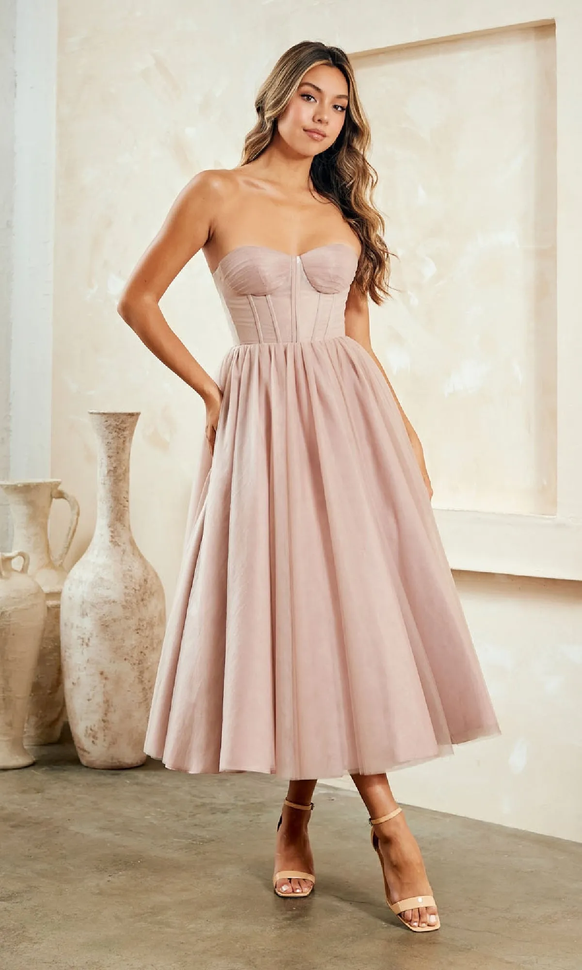 Strapless Pink Semi-Formal Dress: Amelia Couture sold by PromGirl product image thumbnail 3
