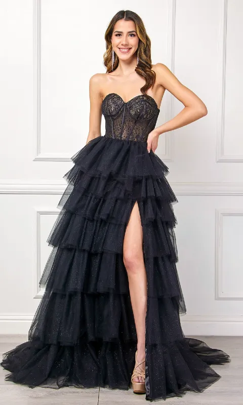Strapless Ruffled Prom Gown: Amelia Couture 7067 sold by PromGirl