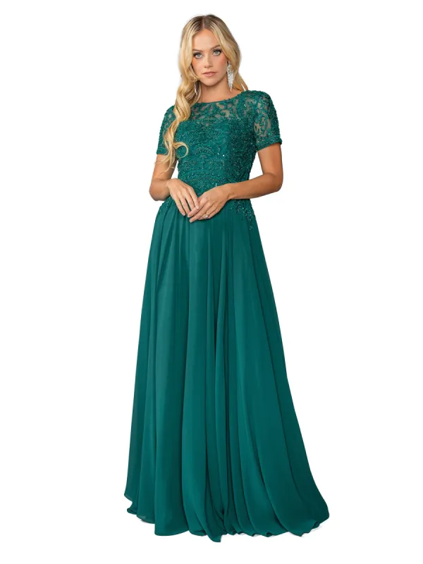 Beaded-Bodice Long Prom Dress: Dancing Queen 4444 sold by PromGirl
