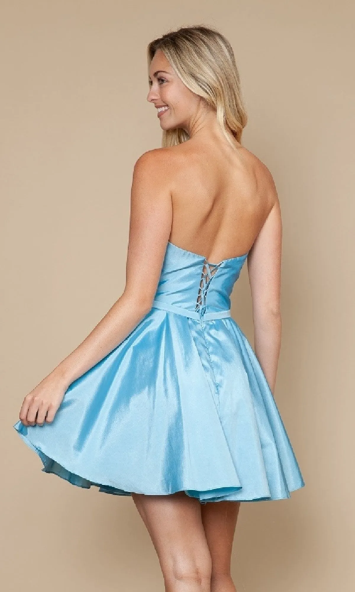 Strapless Short A-Line Hoco Dress: Poly USA 9792 sold by PromGirl product image thumbnail 2