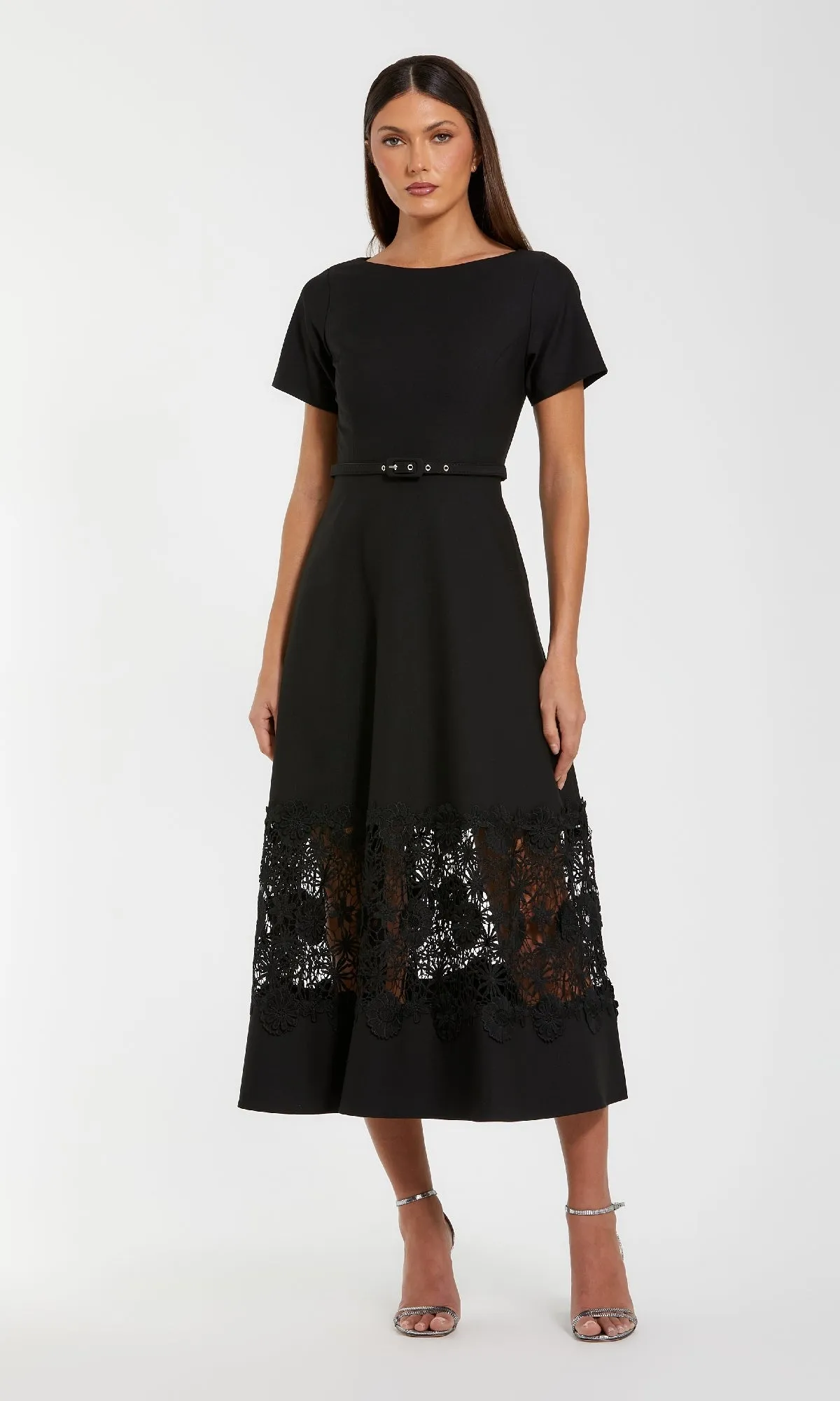 Short Sleeve Midi Cocktail Dress: Mac Duggal 81206 sold by PromGirl