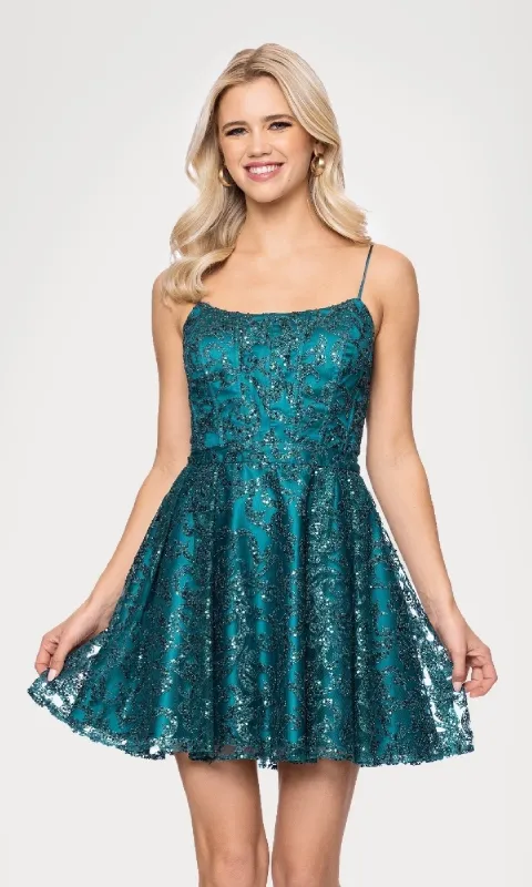 Mini Teal Glitter Hoco Dress: Blondie Nites 5802BN made by Blondie Nites
