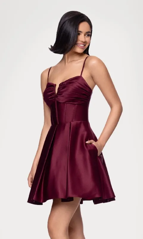 Lace-Up Short Hoco Dress: Blondie Nites 5107BN sold by PromGirl