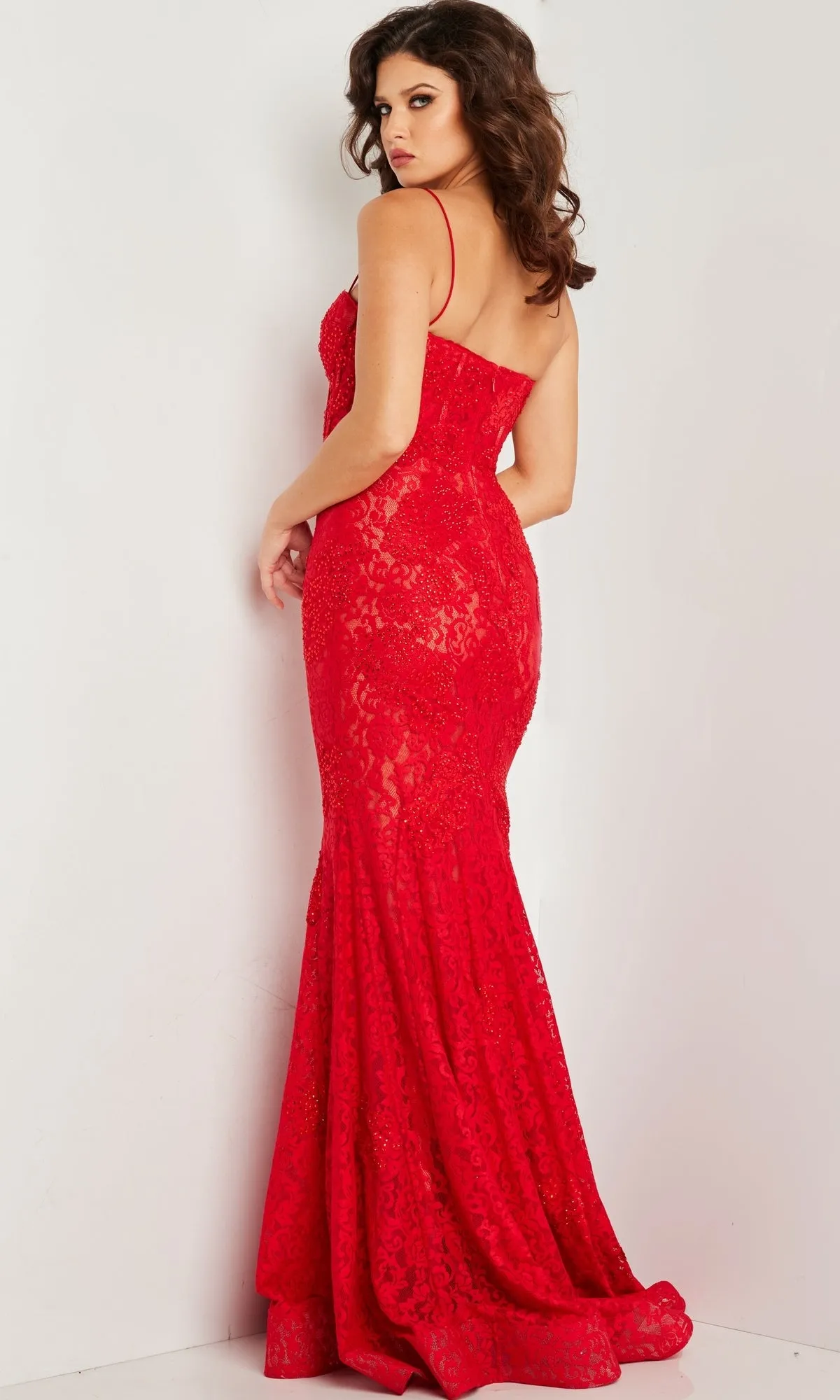 Jovani Floor-Length Glitter-Lace Prom Dress 07499 sold by PromGirl product image thumbnail 2