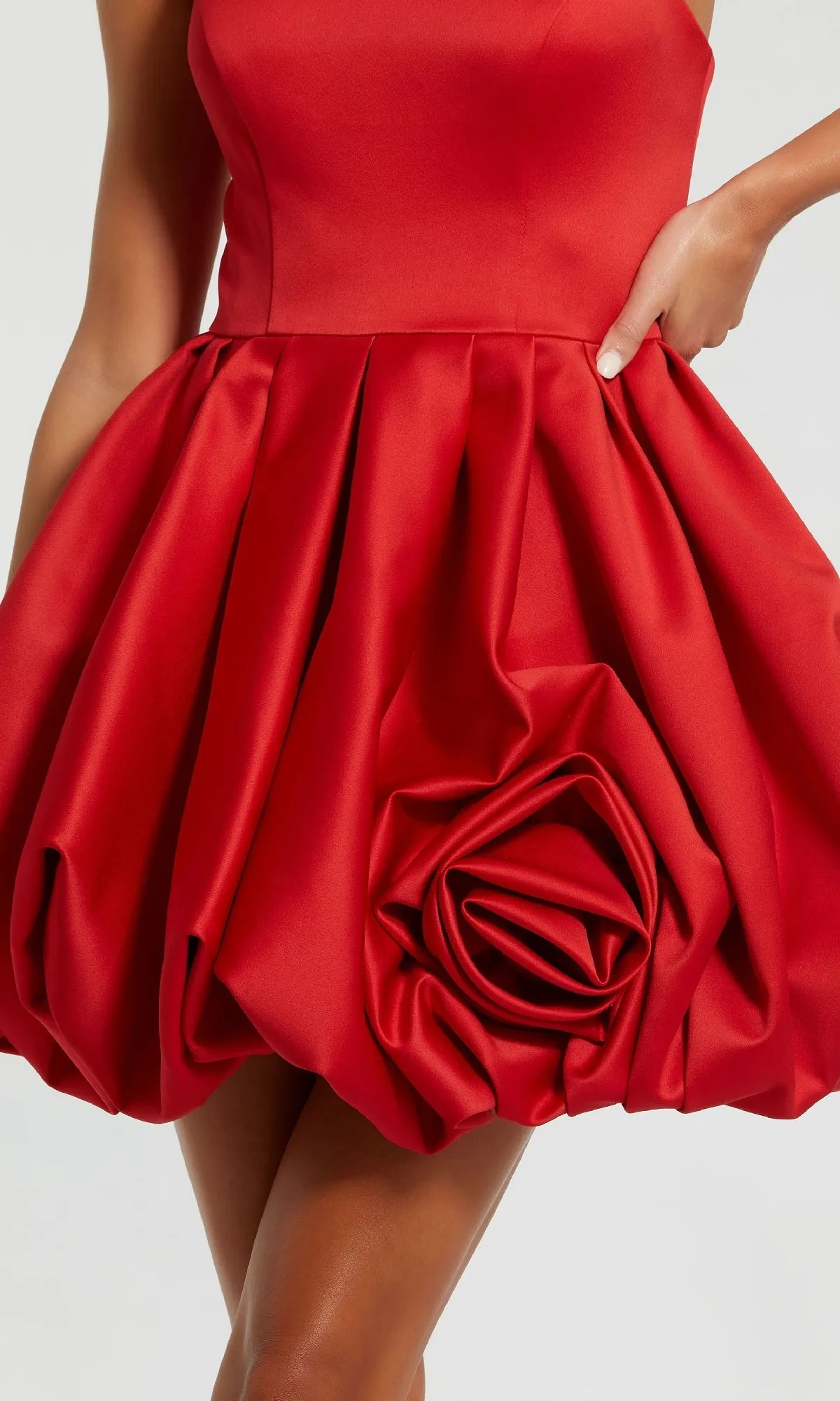 Red Rose Bubble-Hem Hoco Dress: Mac Duggal 20705 sold by PromGirl product image thumbnail 3