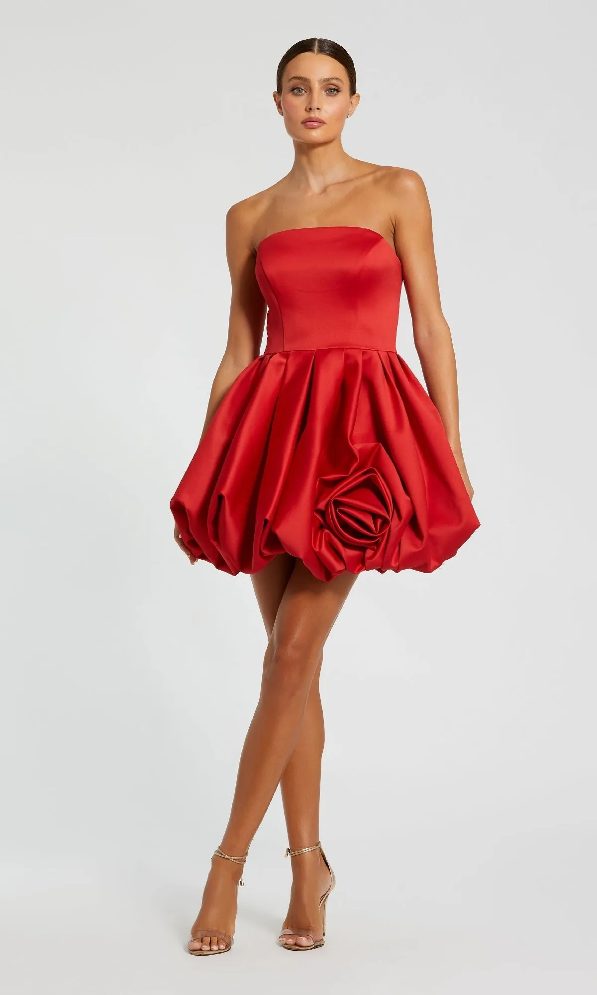 Red Rose Bubble-Hem Hoco Dress: Mac Duggal 20705 sold by PromGirl