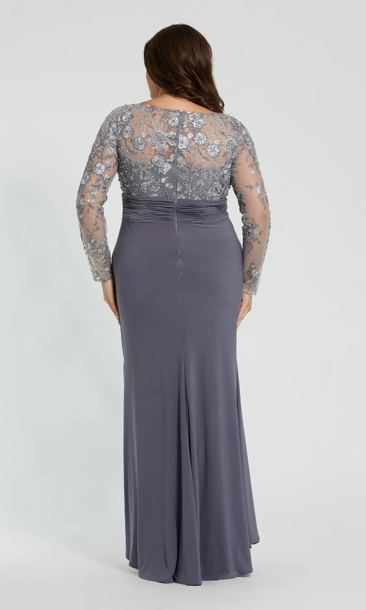 Plus-Size Long Gray Formal Dress: Mac Duggal 20624 sold by PromGirl product image thumbnail 2