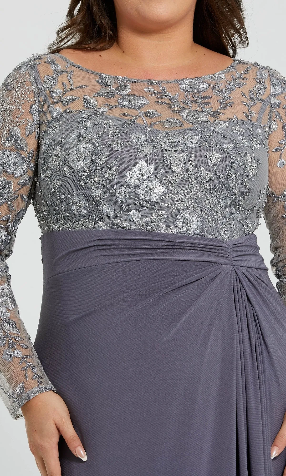 Plus-Size Long Gray Formal Dress: Mac Duggal 20624 sold by PromGirl product image thumbnail 3