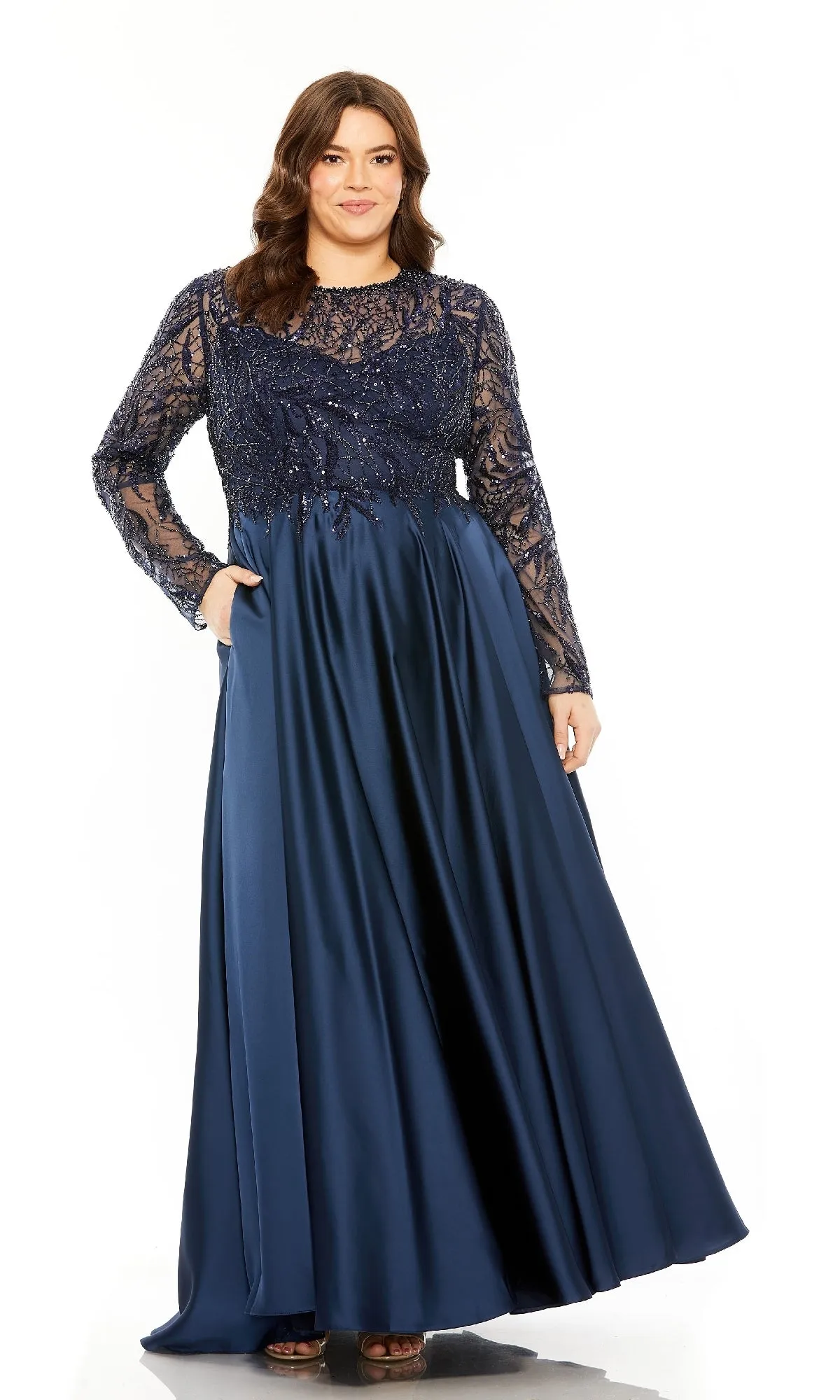 Plus-Size Long Blue Formal Dress: Mac Duggal 20619 sold by PromGirl