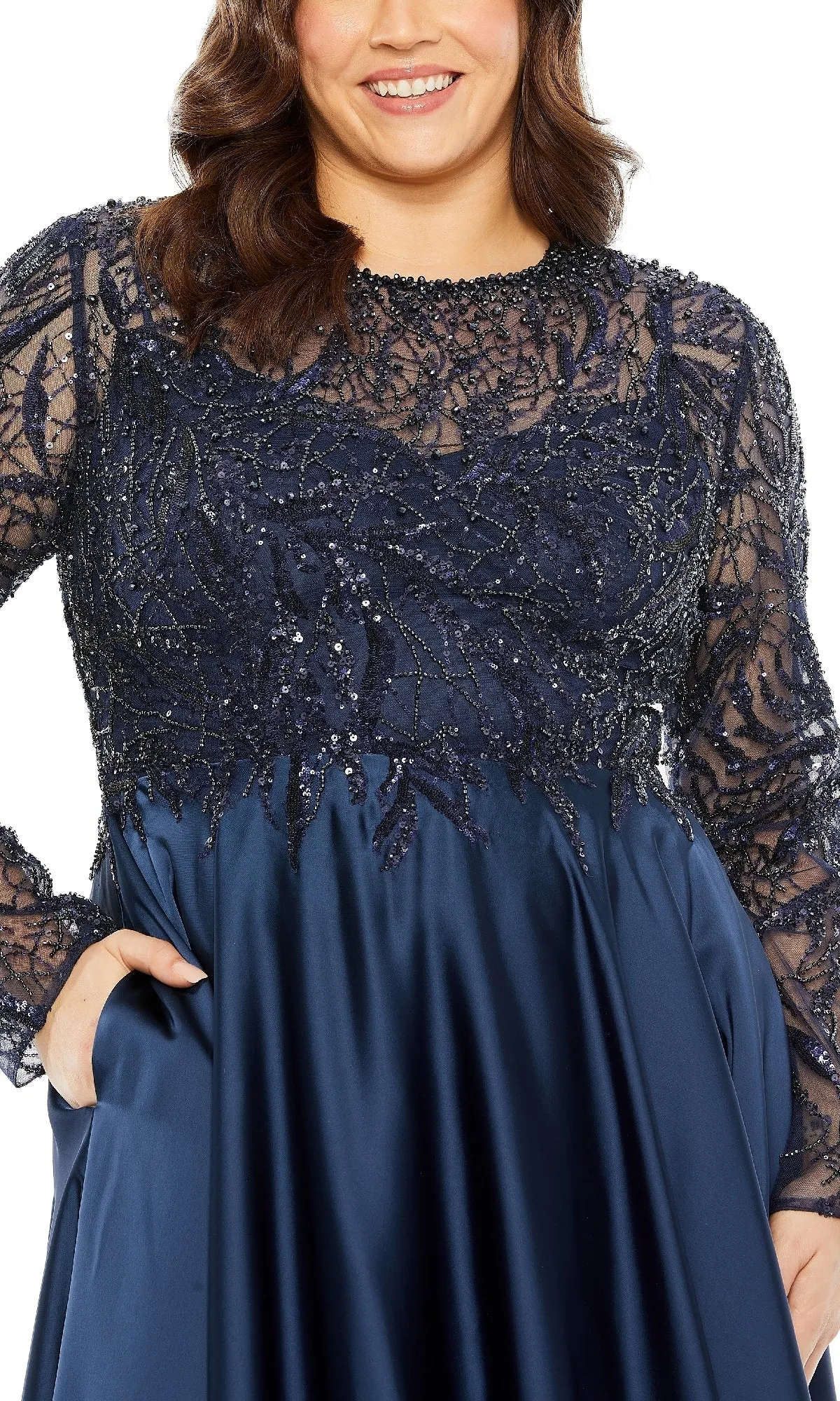 Plus-Size Long Blue Formal Dress: Mac Duggal 20619 sold by PromGirl product image thumbnail 3