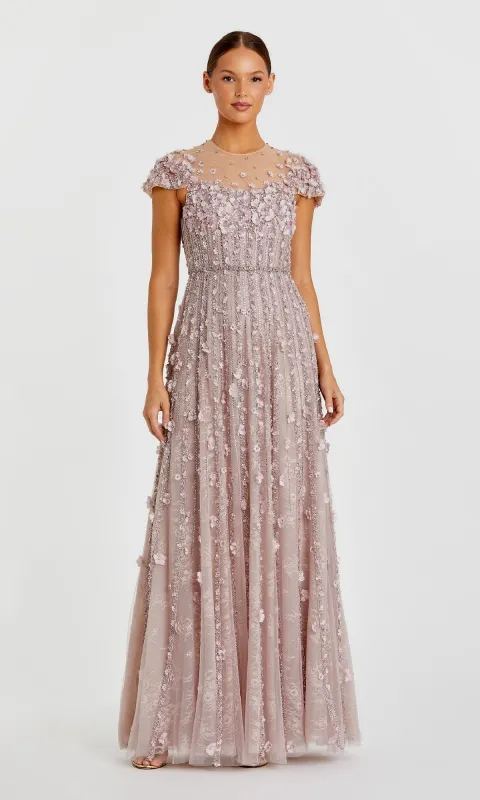 Long Beaded Lilac Formal Dress: Mac Duggal 11866 sold by PromGirl