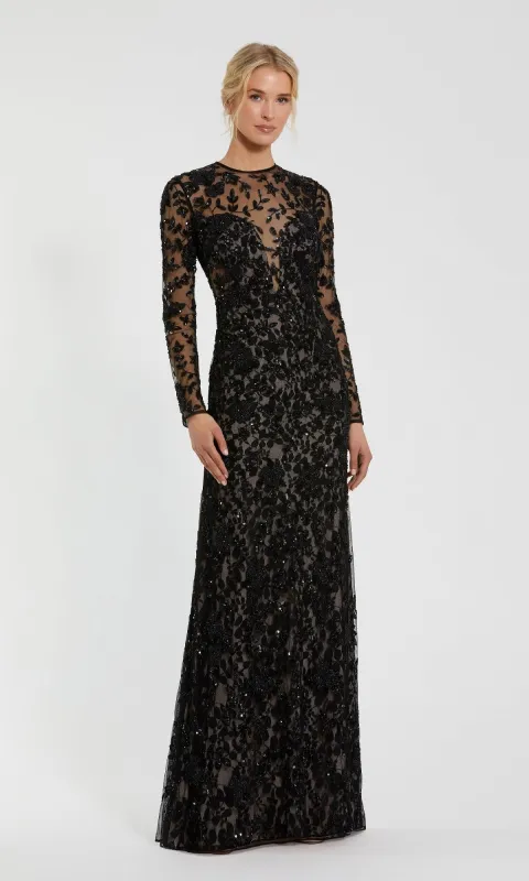 Long Black Beaded Formal Dress: Mac Duggal 10821 sold by PromGirl