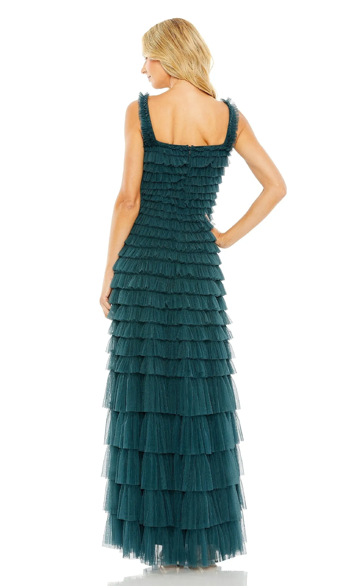 Teal Long Ruffled Prom Dress: Mac Duggal 8046 sold by PromGirl product image thumbnail 2