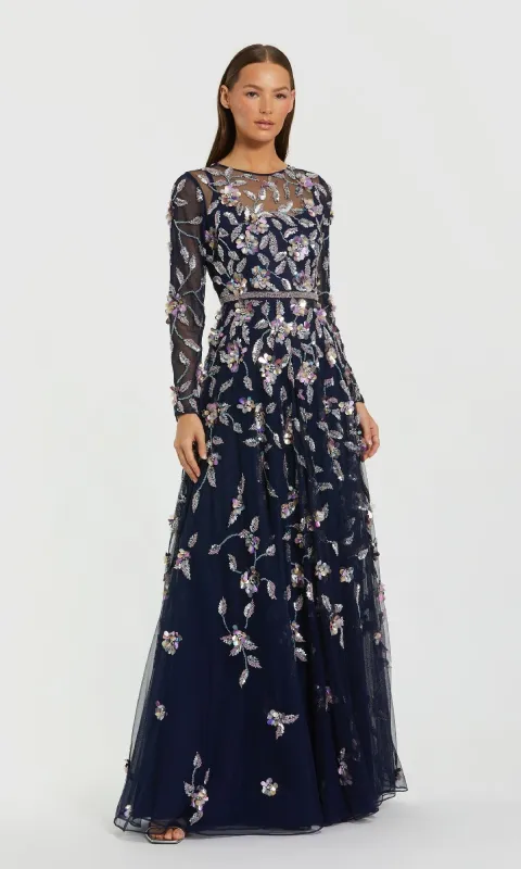 Long Sleeve Beaded Formal Gown: Mac Duggal 6183 sold by PromGirl