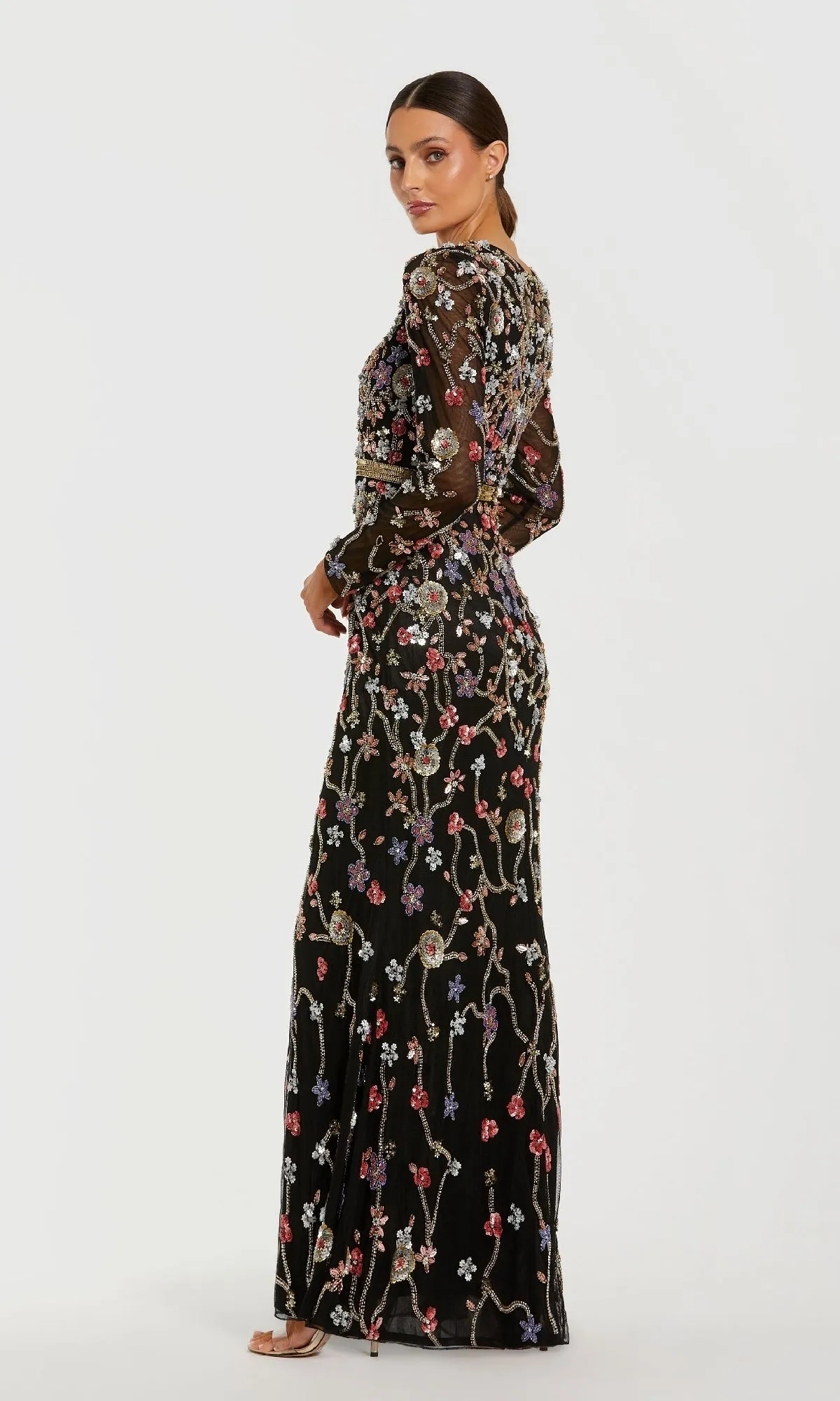 Long Black Floral Formal Dress: Mac Duggal 6135 sold by PromGirl product image thumbnail 2