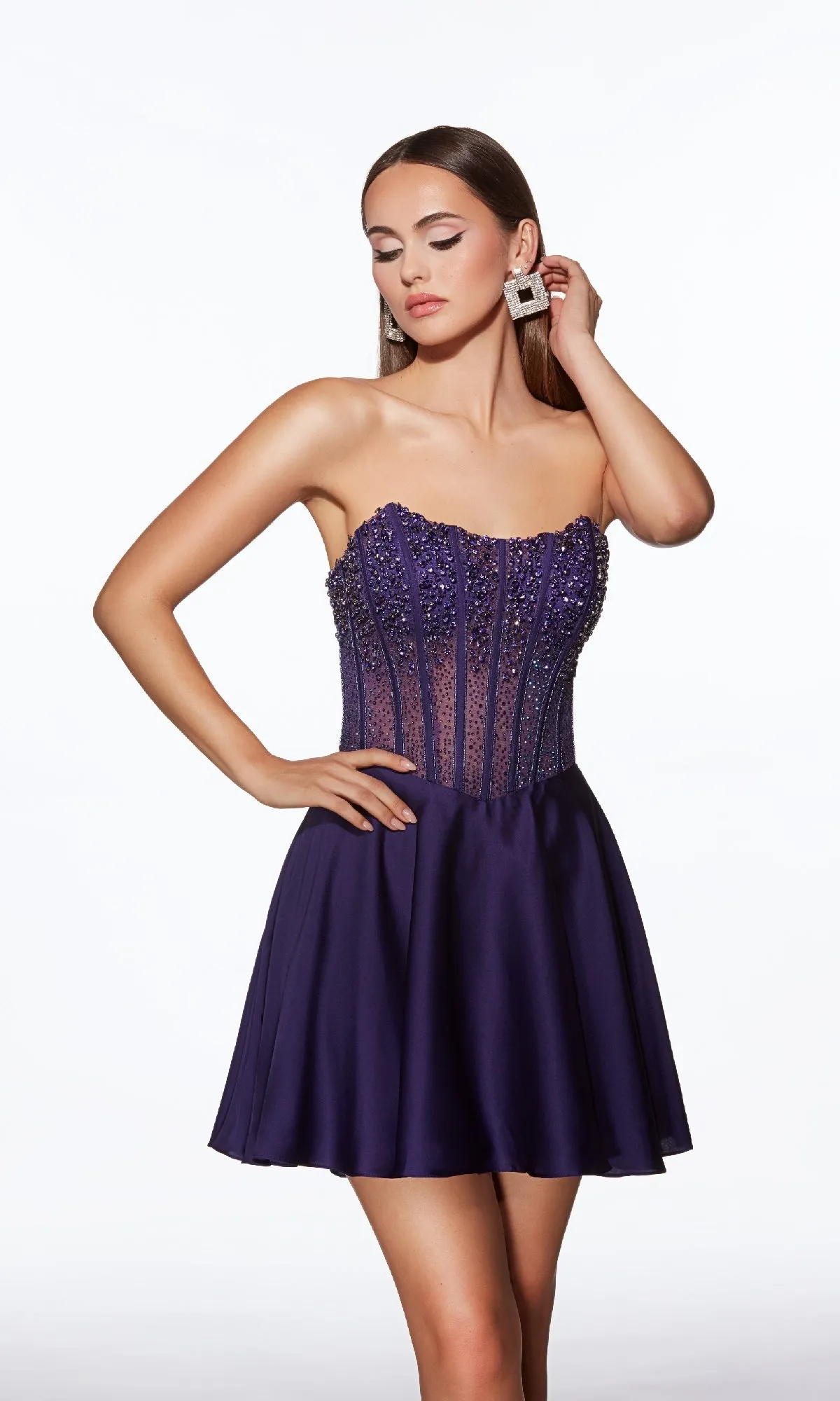 Strapless Short Corset Hoco Dress: Alyce 40101 sold by PromGirl product image thumbnail 3