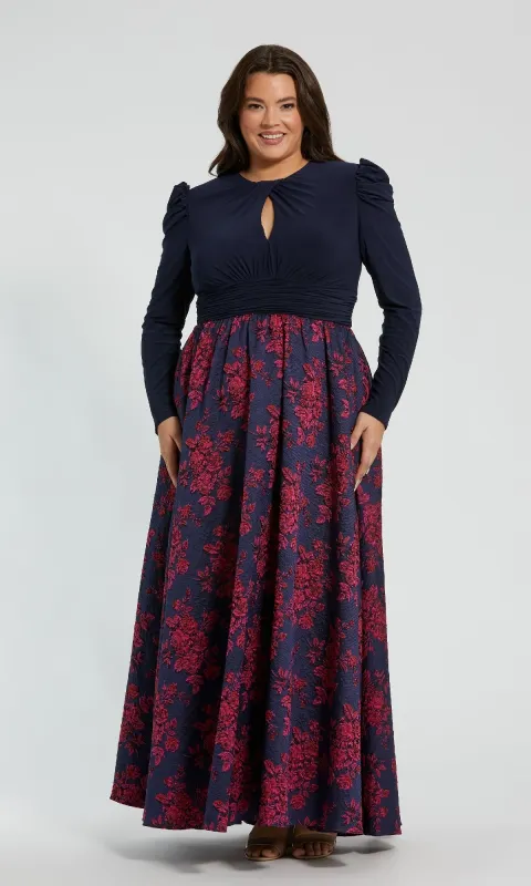 Plus-Size Long Blue Formal Dress: Mac Duggal 68556 sold by PromGirl