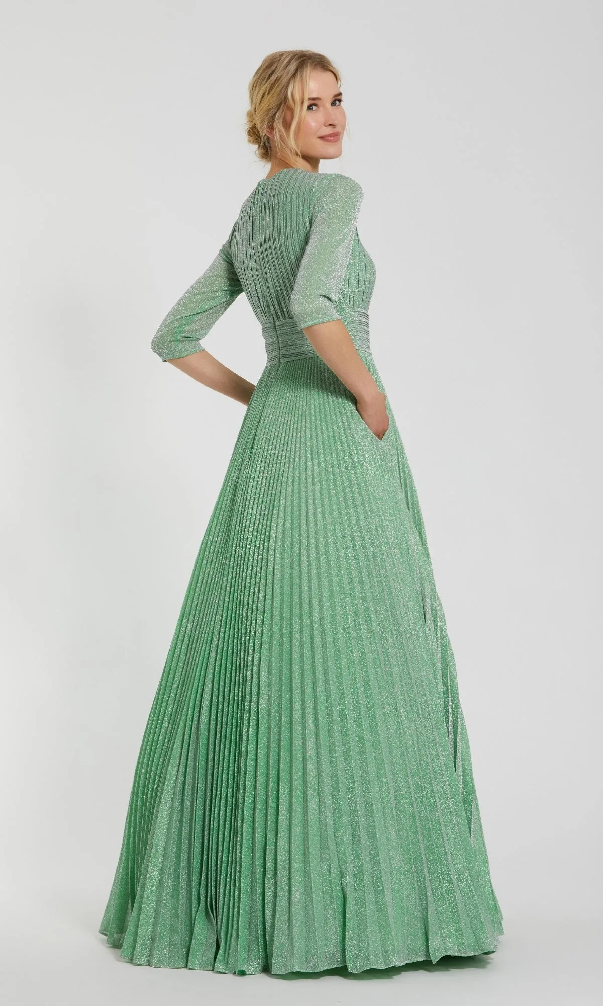 Sage Long Pleated Formal Dress: Mac Duggal 30775 sold by PromGirl product image thumbnail 2