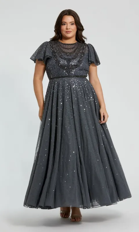 Plus-Size Charcoal Formal Dress: Mac Duggal 24025 sold by PromGirl