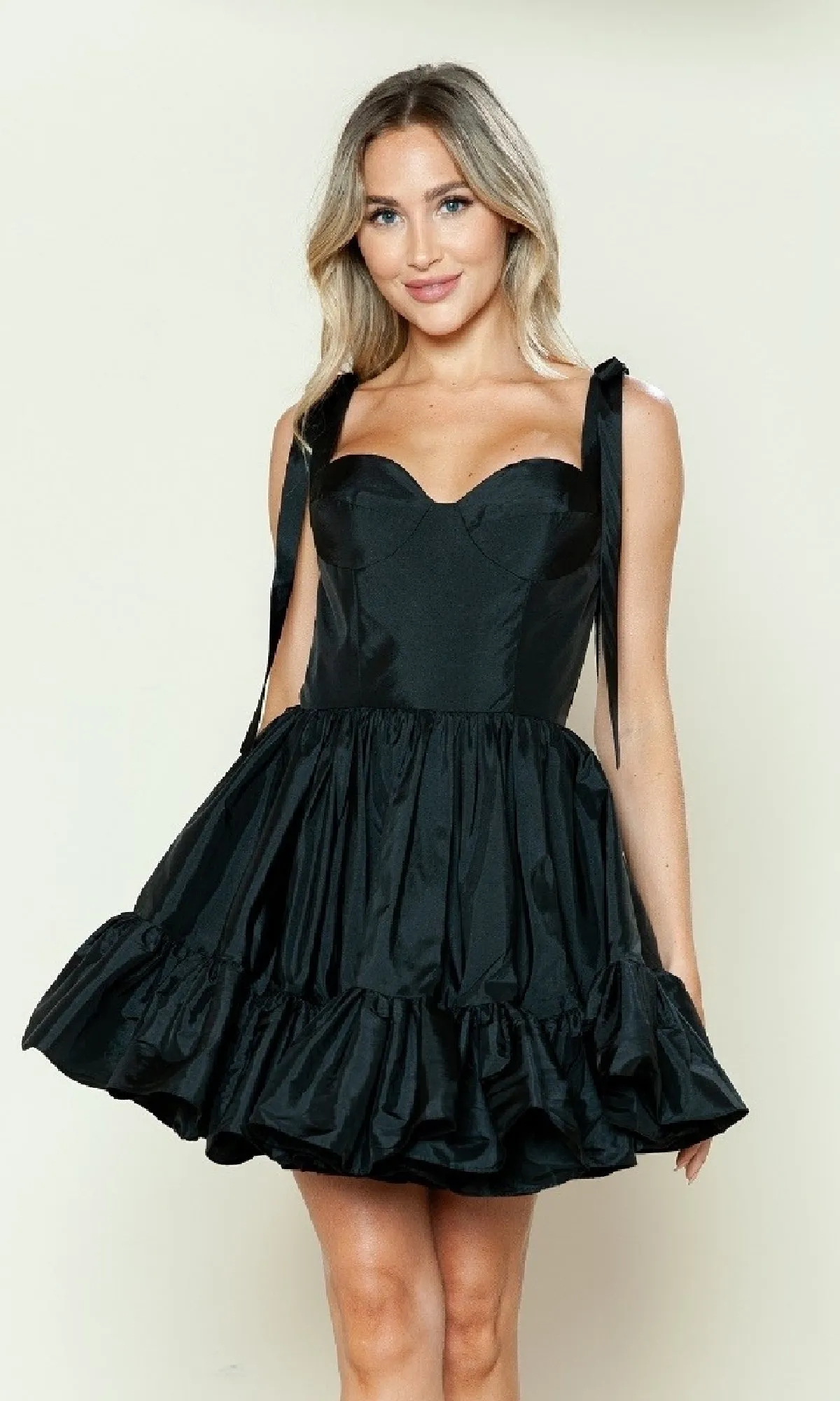 Short Ruffled A-Line Hoco Dress: Poly USA 9668 sold by PromGirl product image thumbnail 5