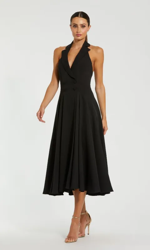 Blazer Halter Midi Party Dress: Mac Duggal 27252 sold by PromGirl