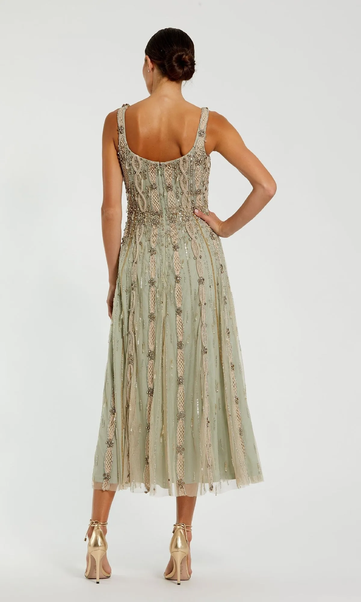 Beaded Midi Wedding Guest Dress: Mac Duggal 10078 sold by PromGirl product image thumbnail 2