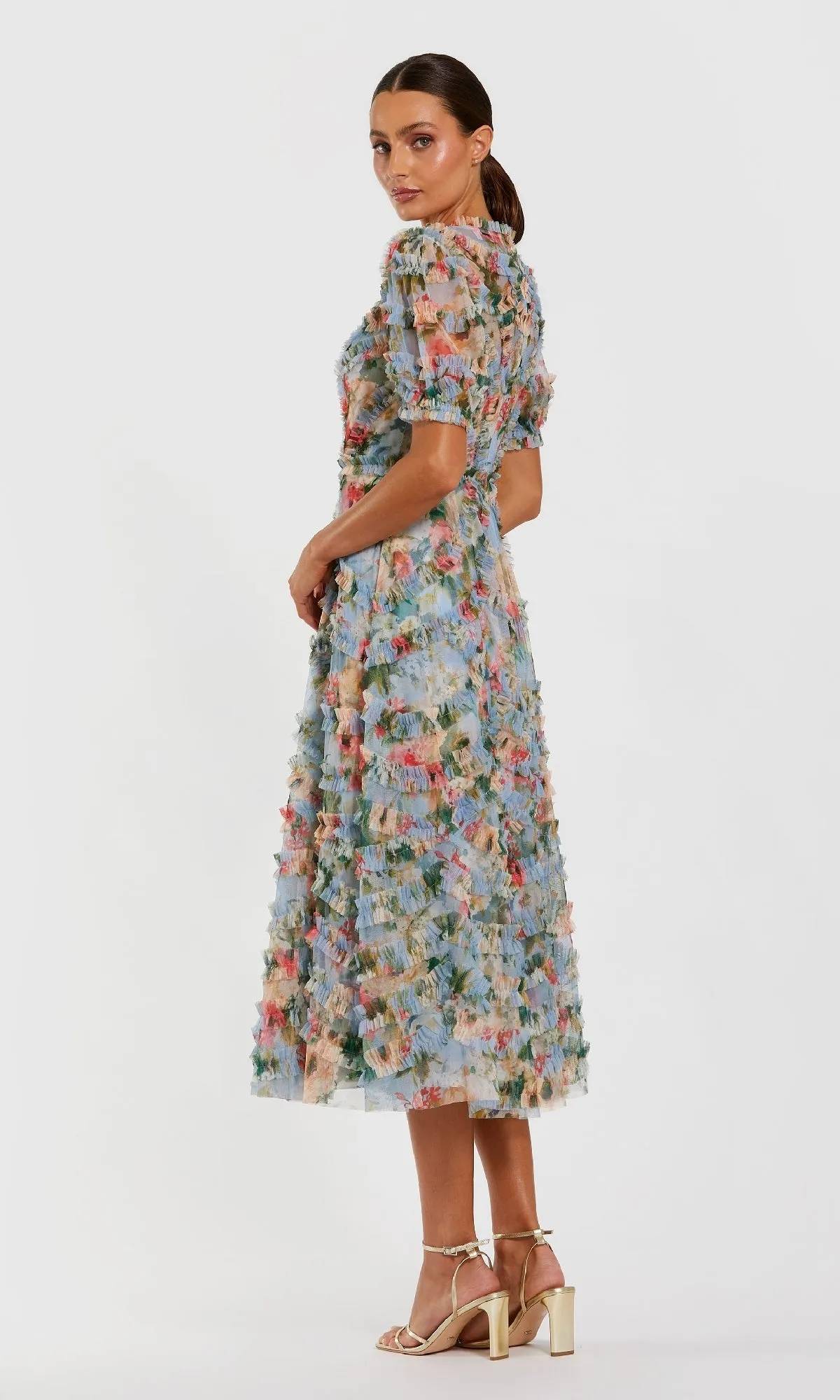 Floral Midi Wedding-Guest Dress: Mac Duggal 8302 sold by PromGirl product image thumbnail 2