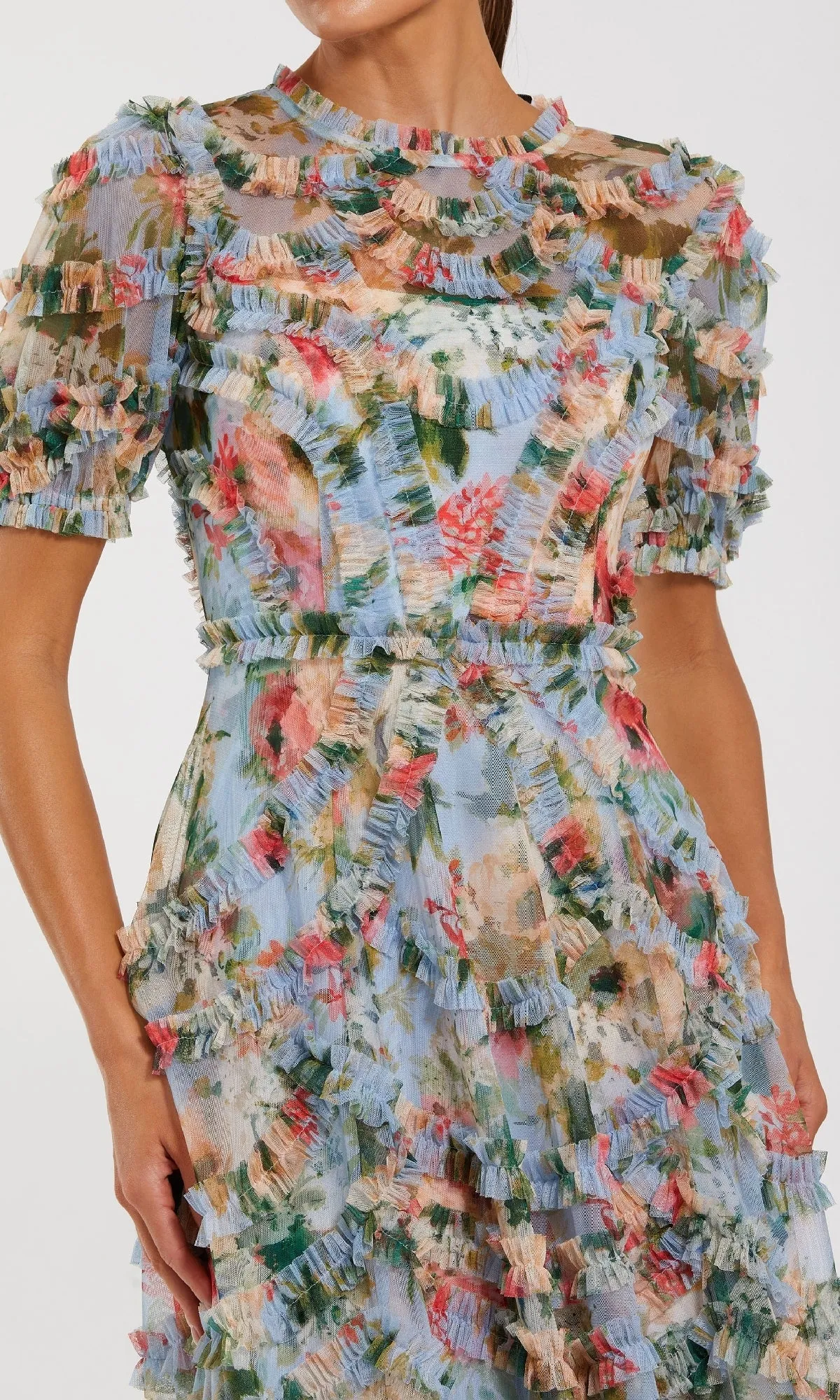 Floral Midi Wedding-Guest Dress: Mac Duggal 8302 sold by PromGirl product image thumbnail 3