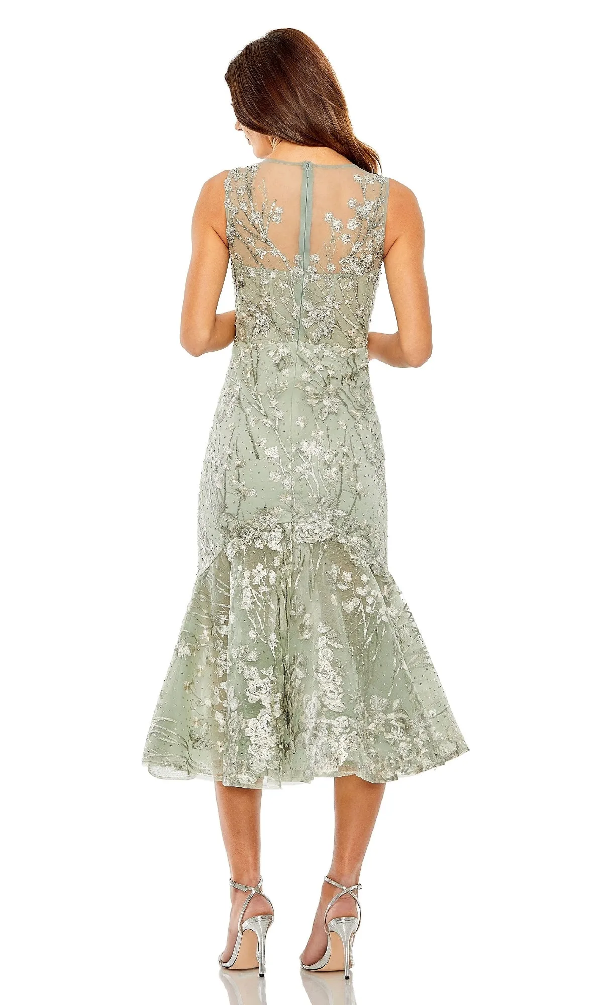 Sage Midi Wedding Guest Dress: Mac Duggal 20646 sold by PromGirl product image thumbnail 2