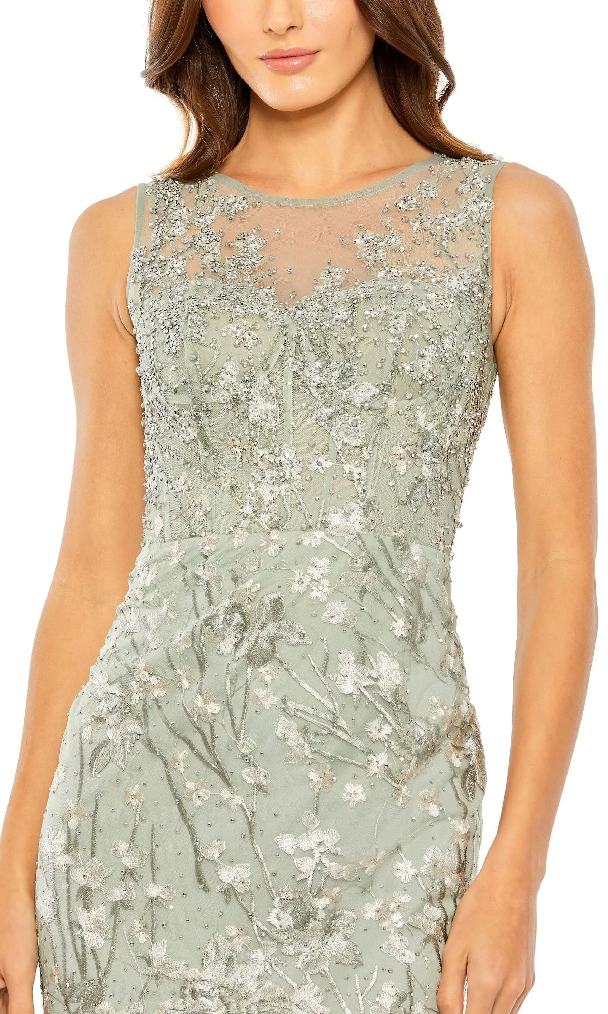 Sage Midi Wedding Guest Dress: Mac Duggal 20646 sold by PromGirl product image thumbnail 3
