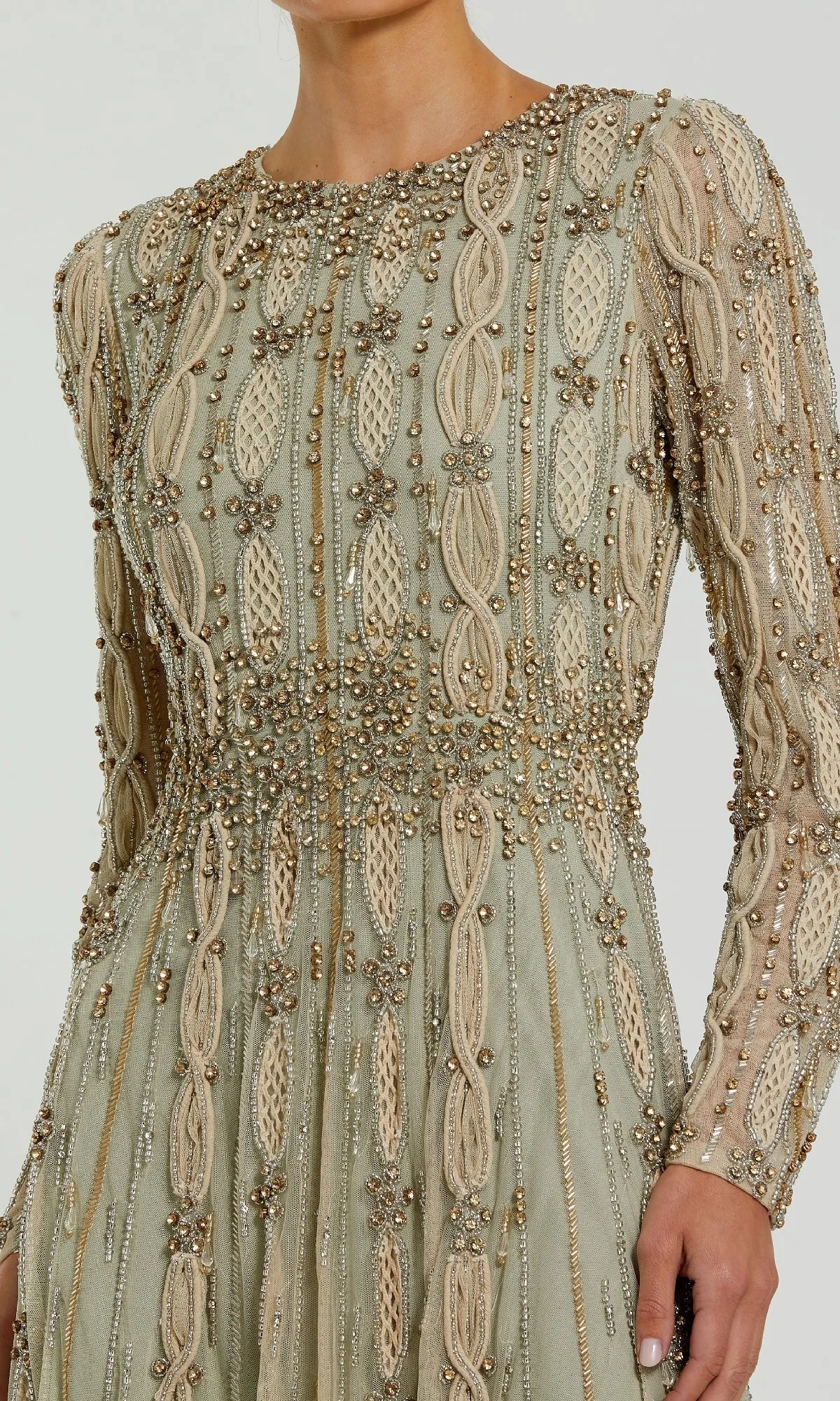 Long Sleeve Beaded Formal Gown: Mac Duggal 10077 sold by PromGirl product image thumbnail 3