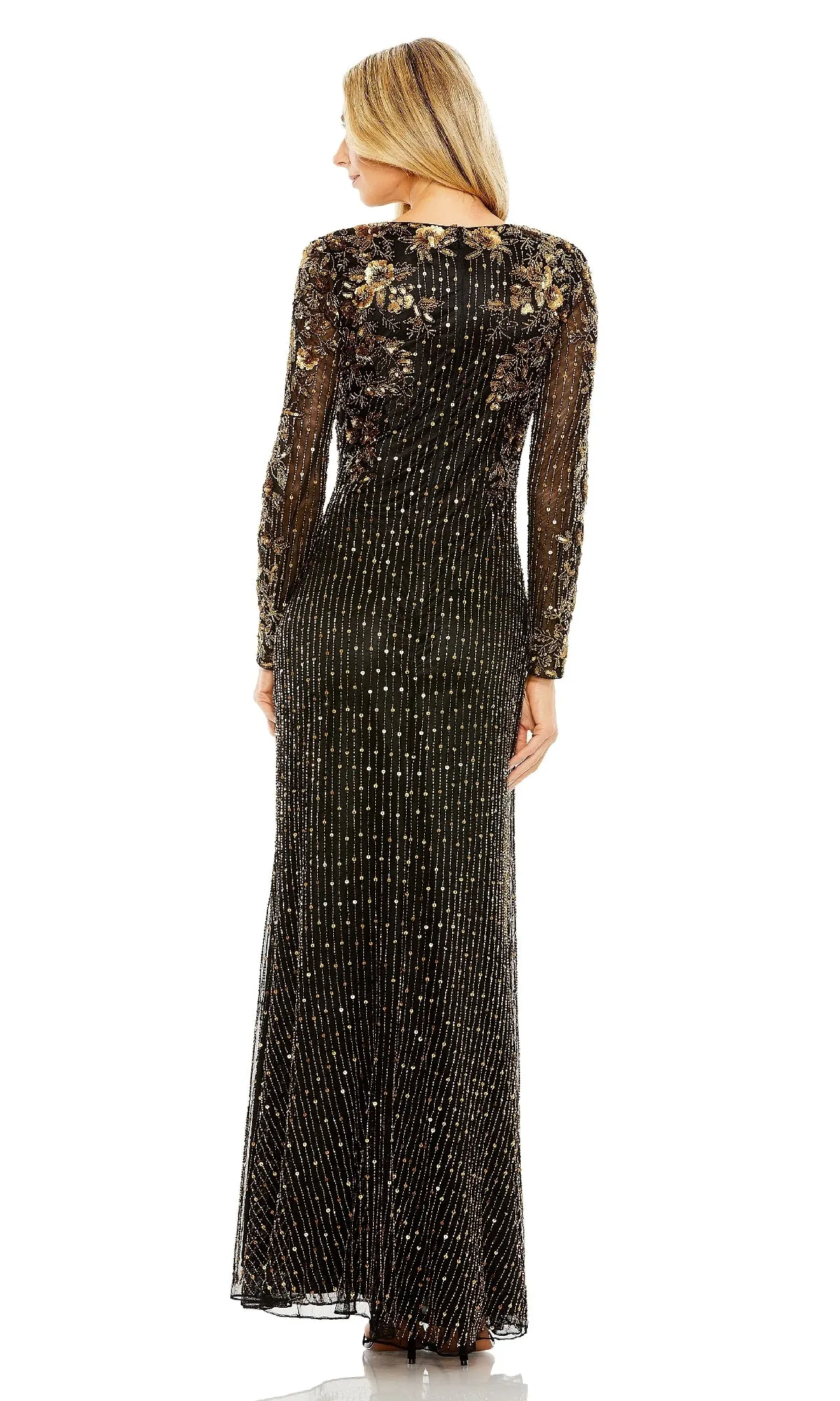 Gold-Beaded Black Formal Gown: Mac Duggal 5956 sold by PromGirl product image thumbnail 2