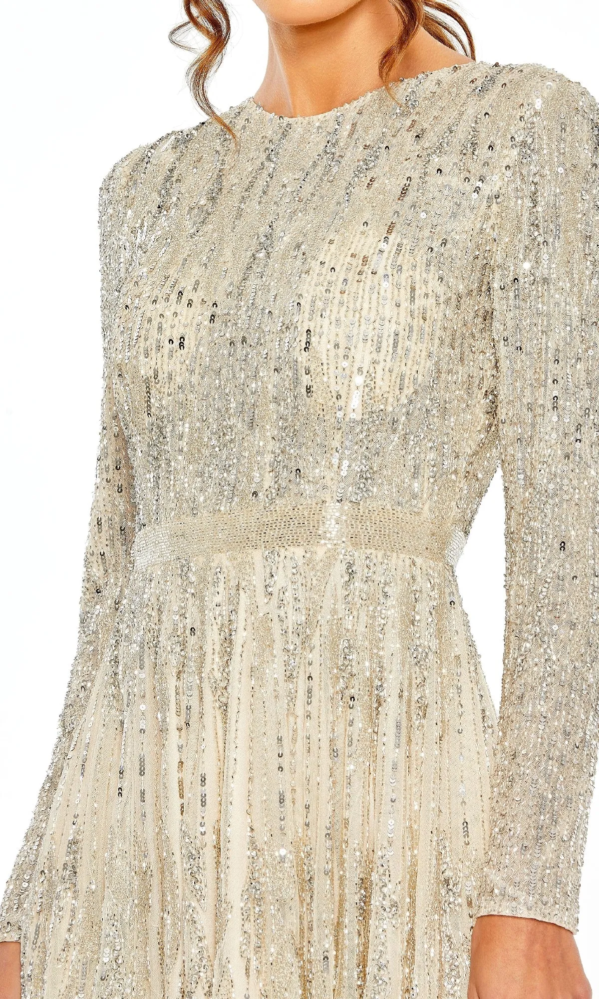 Long Sleeve Sequin Cocktail Dress: Mac Duggal 5923 sold by PromGirl product image thumbnail 3