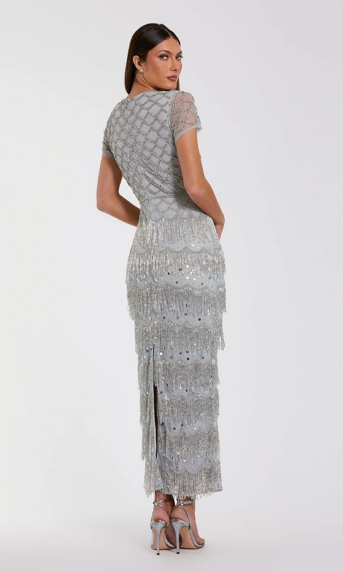 Fringed Short Sleeve Party Dress: Mac Duggal 94077 sold by PromGirl product image thumbnail 2