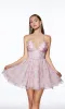 Short Fit-and-Flare Print Hoco Dress: Alyce 30006 sold by PromGirl