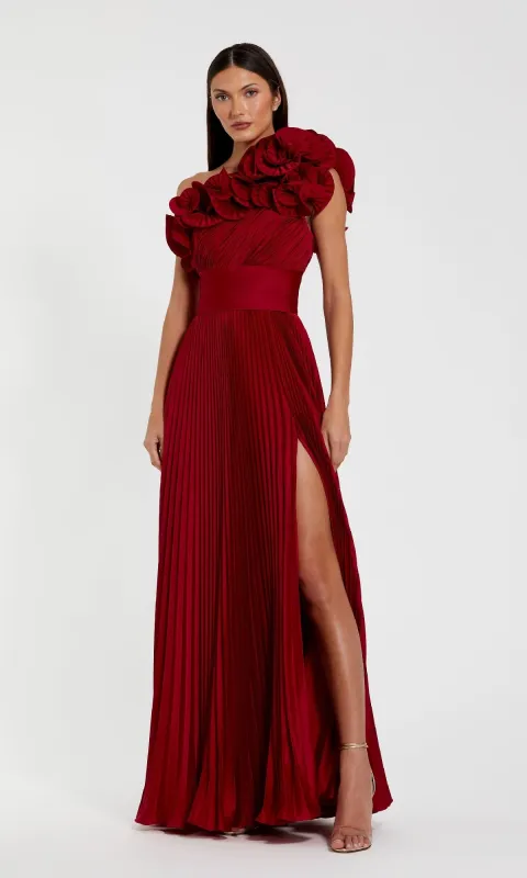 Pleated One-Shoulder Prom Gown: Mac Duggal 49902 sold by PromGirl