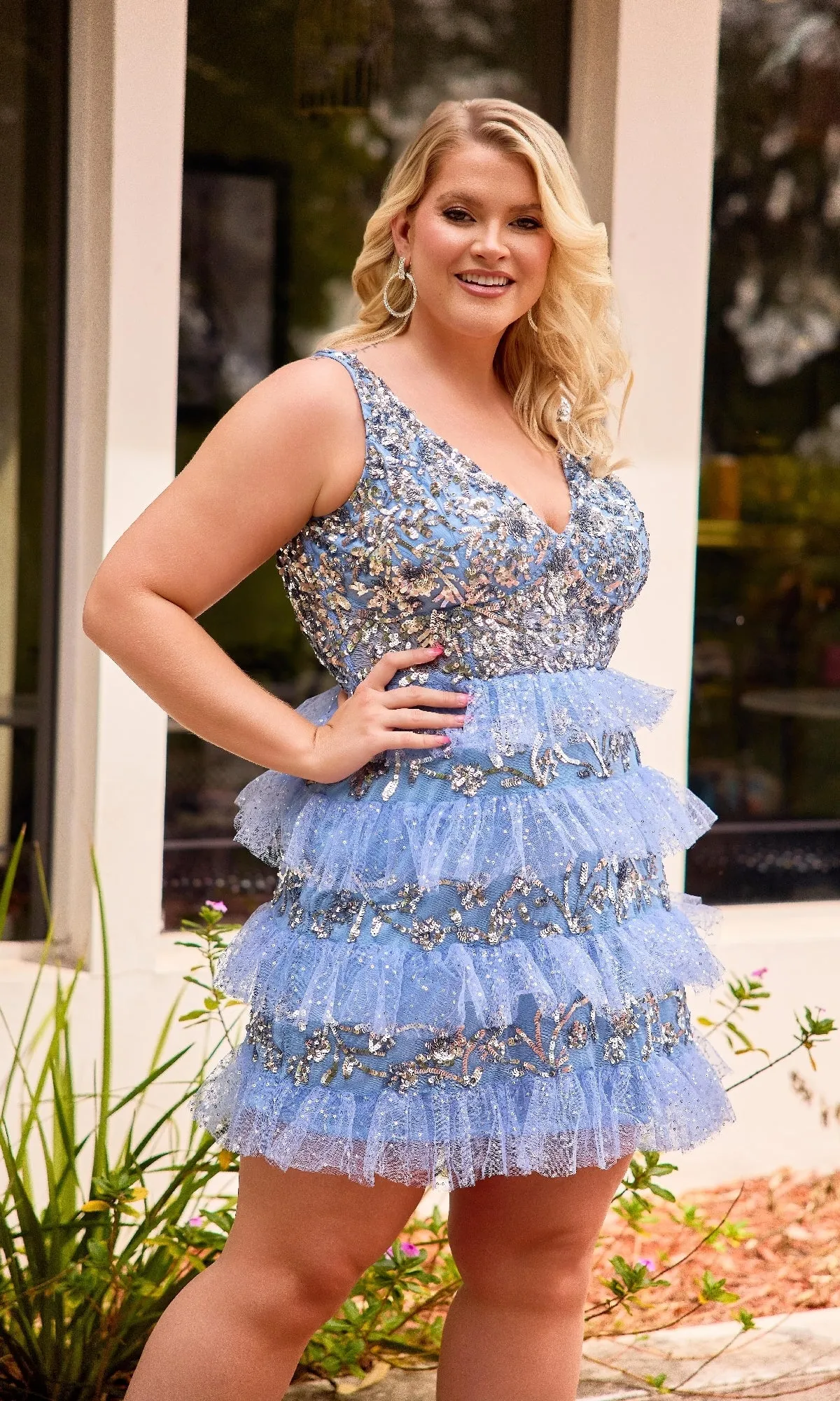 Plus-Size Short Beaded Hoco Dress: Primavera 14092 sold by PromGirl product image thumbnail 4