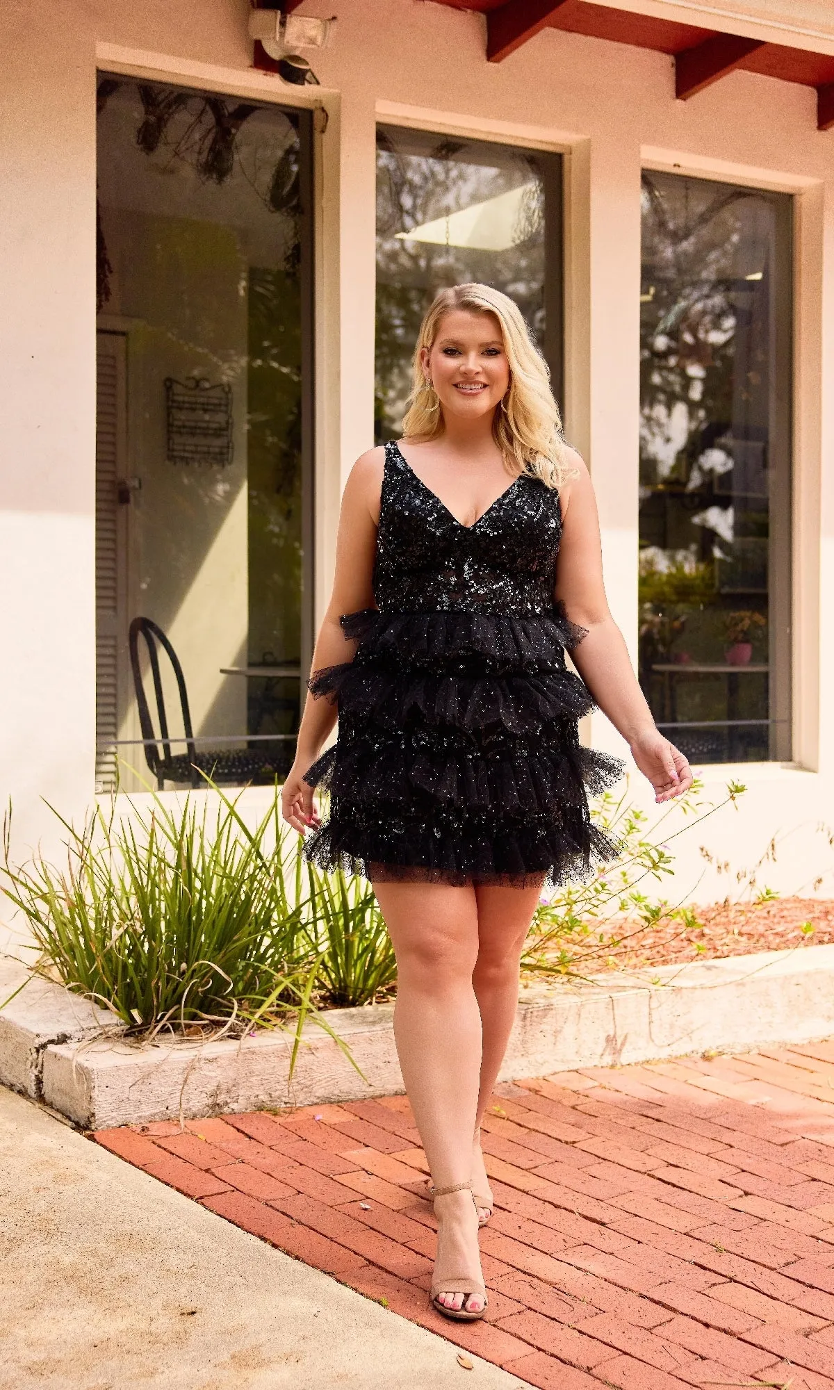 Plus-Size Short Beaded Hoco Dress: Primavera 14092 sold by PromGirl product image thumbnail 5