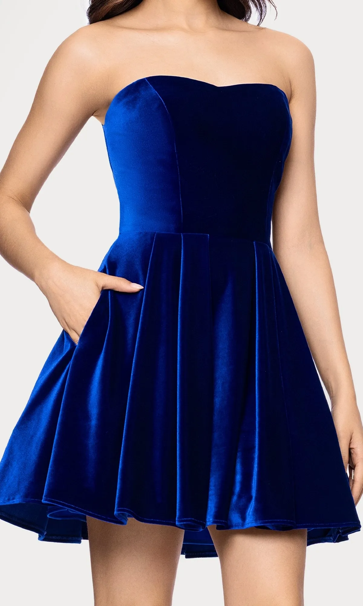 Short Velvet Hoco Dress: Blondie Nites 5718BN sold by PromGirl product image thumbnail 5