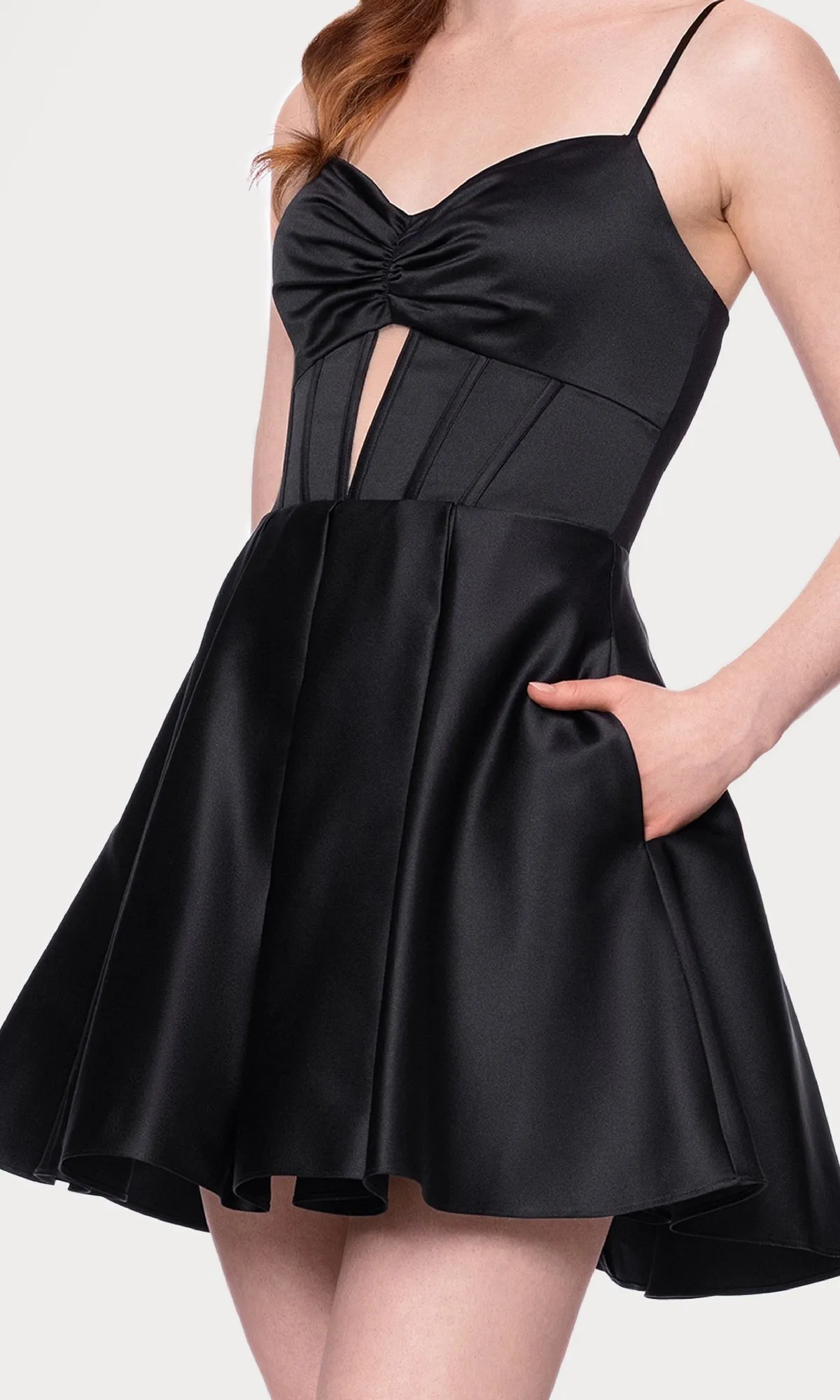 Cut-Out Black Mini Hoco Dress: Blondie Nites 5605BN sold by PromGirl product image thumbnail 4