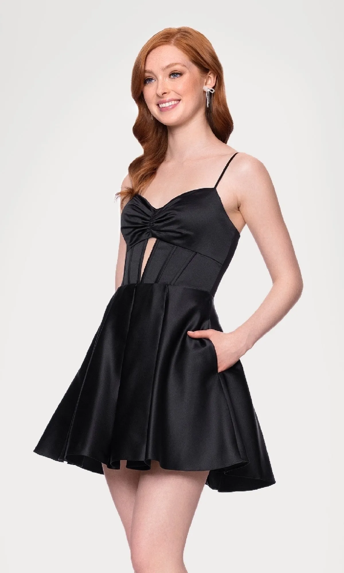 Cut-Out Black Mini Hoco Dress: Blondie Nites 5605BN sold by PromGirl product image thumbnail 5
