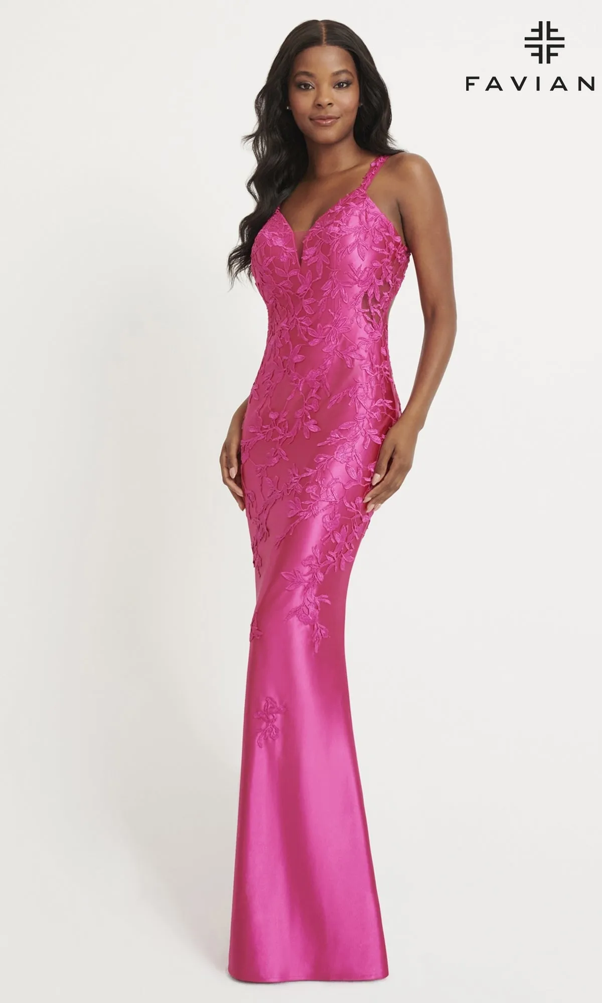 Faviana Tonal-Lace Long Prom Dress 11082 sold by PromGirl