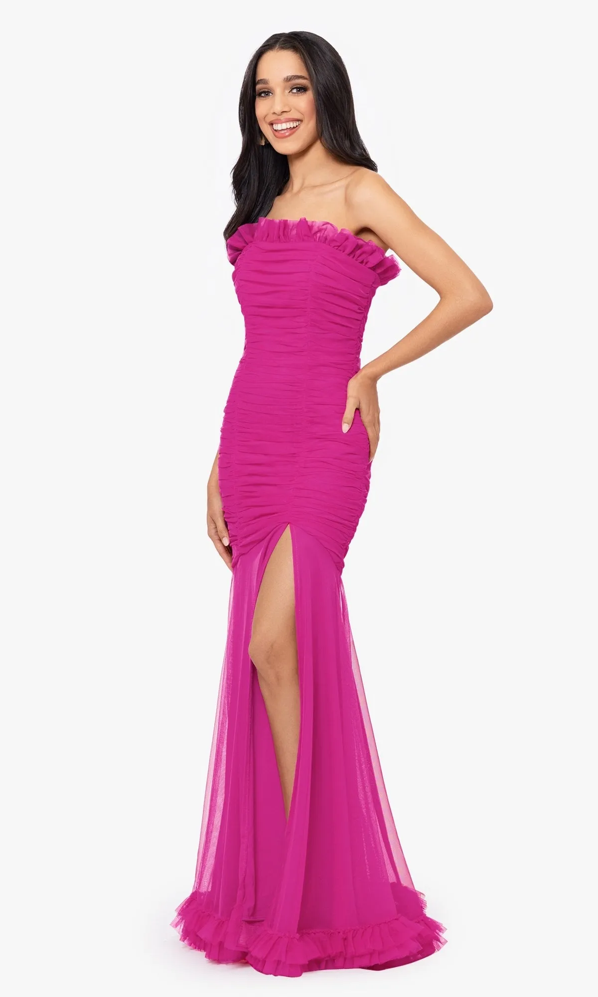 Hot Pink Strapless Long Prom Dress 4868BN sold by PromGirl product image thumbnail 4
