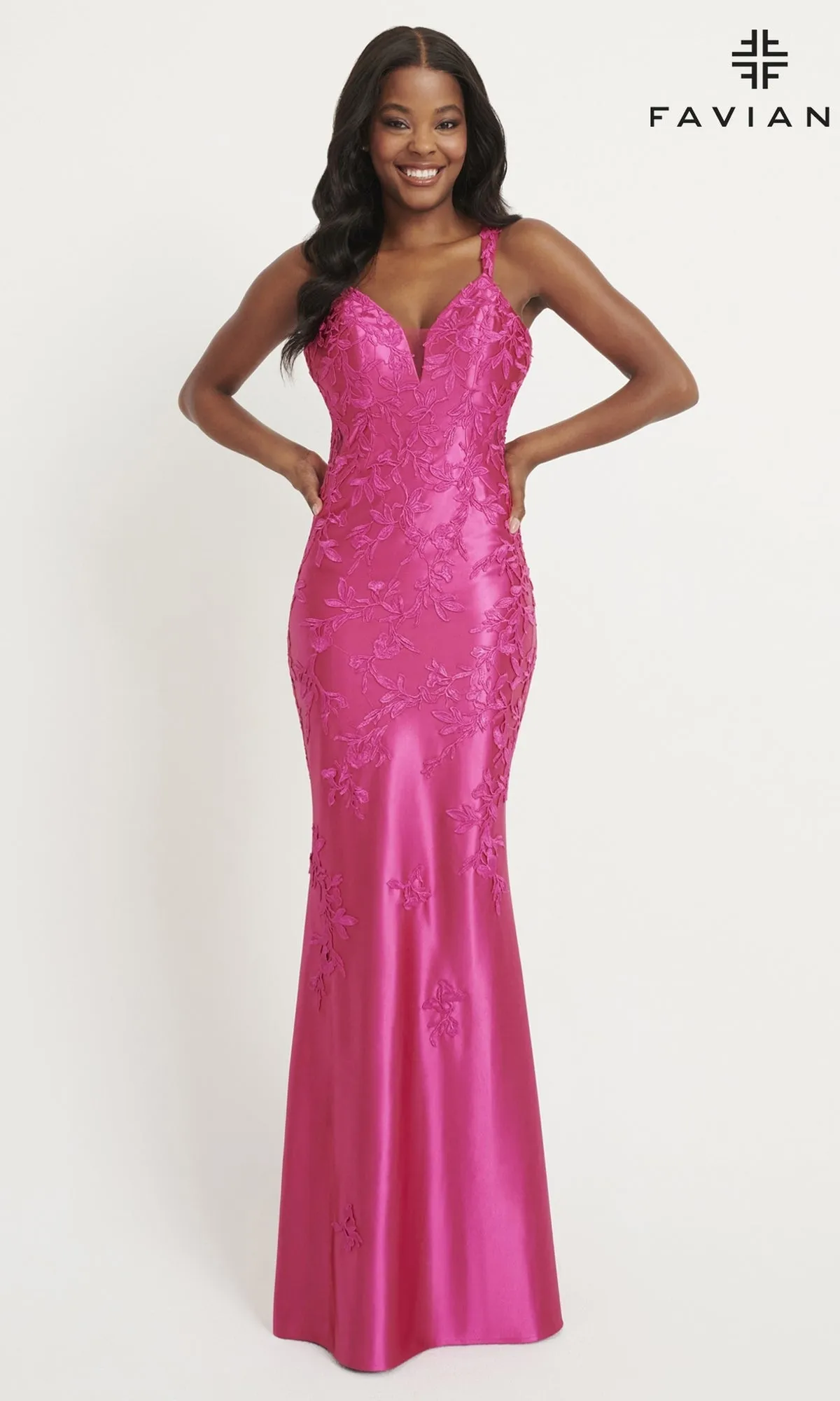 Faviana Tonal-Lace Long Prom Dress 11082 sold by PromGirl product image thumbnail 4