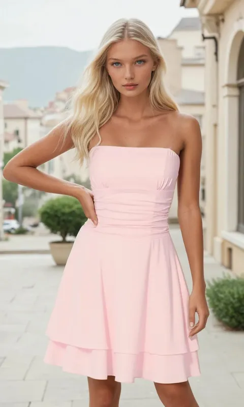 Strapless Cute Hoco Dress: PromGirl Exclusive 250158 sold by PromGirl