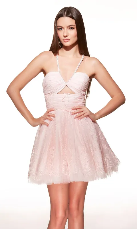 Cut-Out Short Homecoming Dress: Alyce 30030 sold by PromGirl